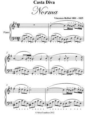 Casta Diva Norma Bellini Elementary Piano Sheet Music